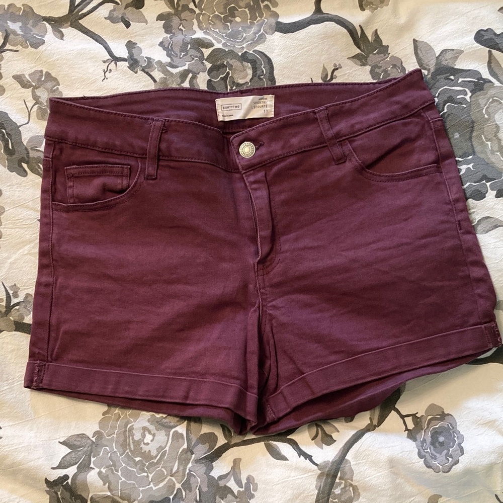 Burgundy Denim Shorts